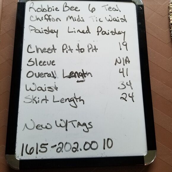 Robbie Bee 6 Turquoise Paisley Ruffle Layered Sleeveless Belted Midi Dress NEW - Picture 9 of 9